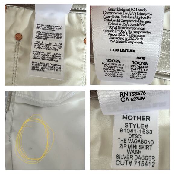 Mother The Vagabond Zip Mini Skirt Faux Leather In Silver Dagger Size 32 - Picture 10 of 13